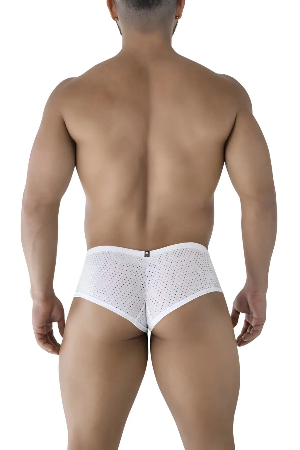 Xtremen 91216B white microfiber trunks with a snug form-fitting design in white mesh briefs style
