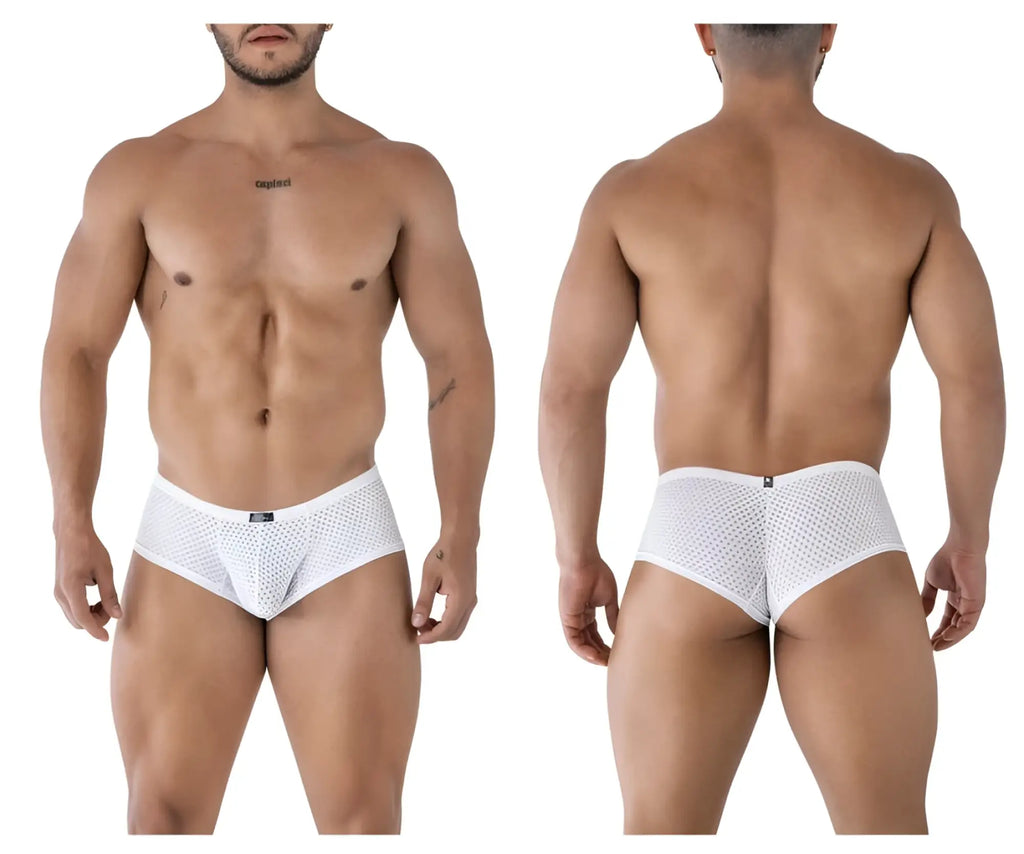 White xtremen 91216b microfiber trunks with mesh fabric subtle pattern and elastic waistband for comfort