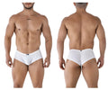 White xtremen 91216b microfiber trunks with mesh fabric subtle pattern and elastic waistband for comfort