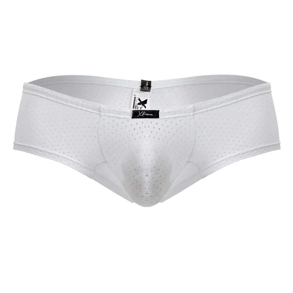 Xtremen 91216b white microfiber trunks with perforated mesh and supportive design featuring branded tags