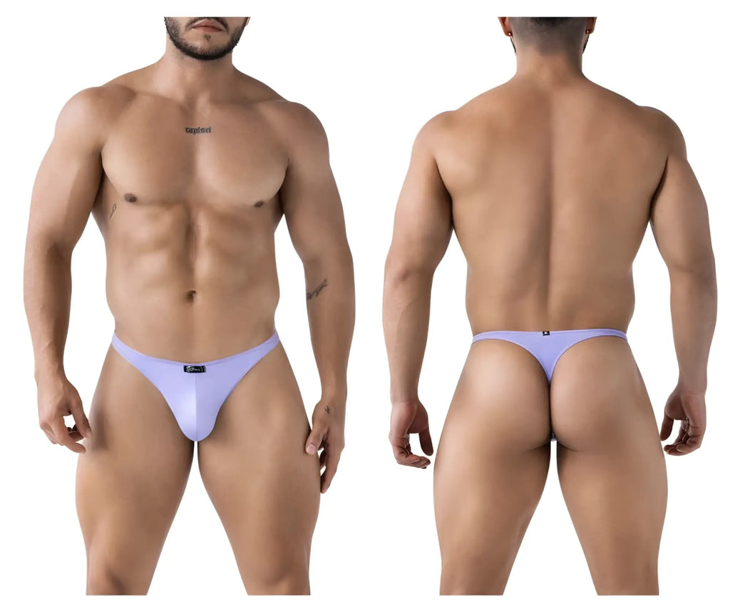 Lavender microfiber thong with a small black logo on the front band from Xtremen 91217 micro thong collection