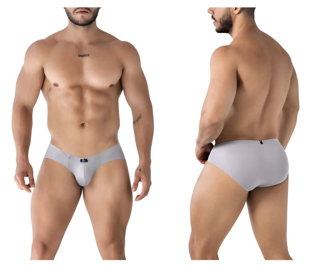 Light gray Xtremen 91218 microfiber briefs with seamless design and subtle brand logo on the front waistband