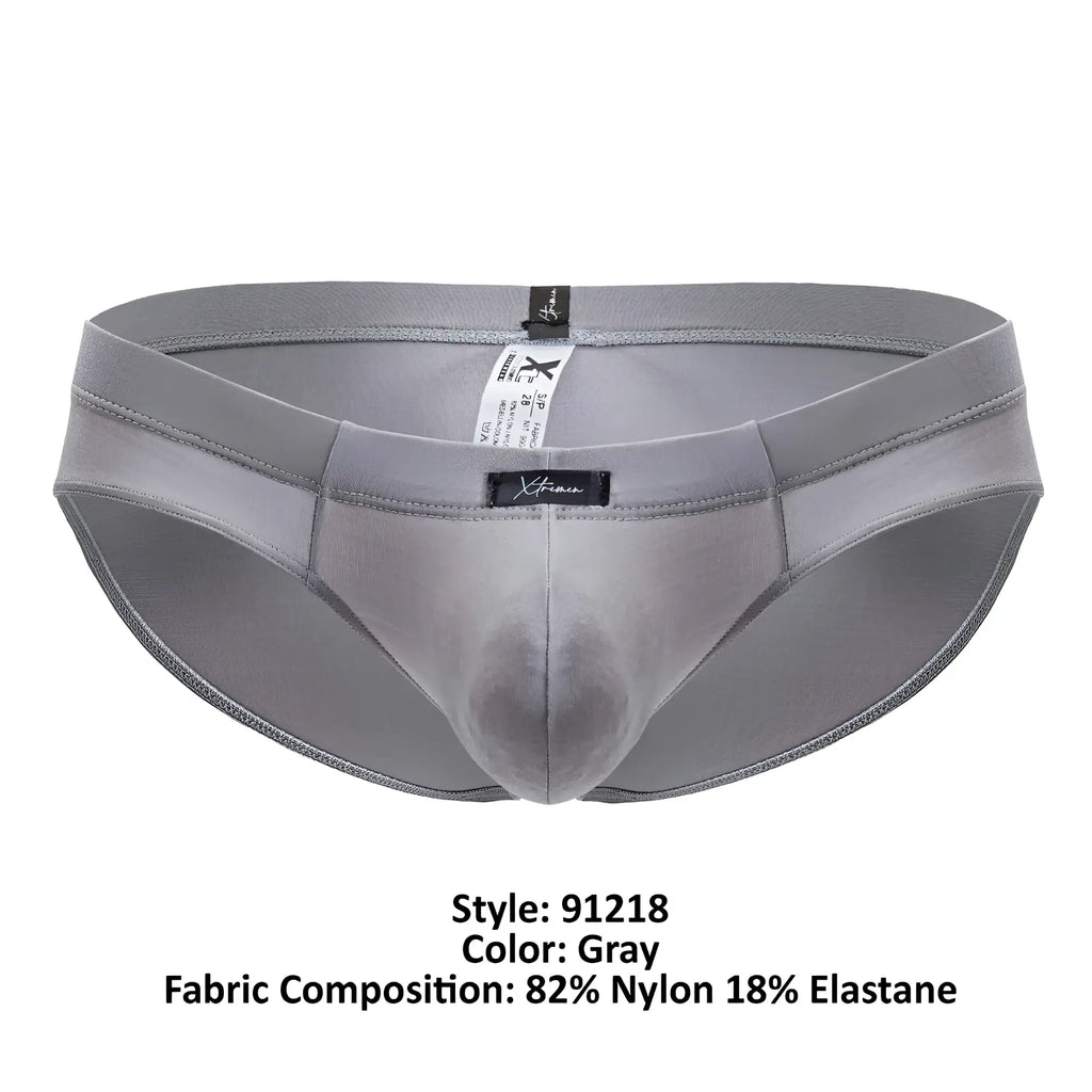 Gray xtremen 91218 microfiber briefs made of 82 nylon 18 elastane with sleek design and branded label