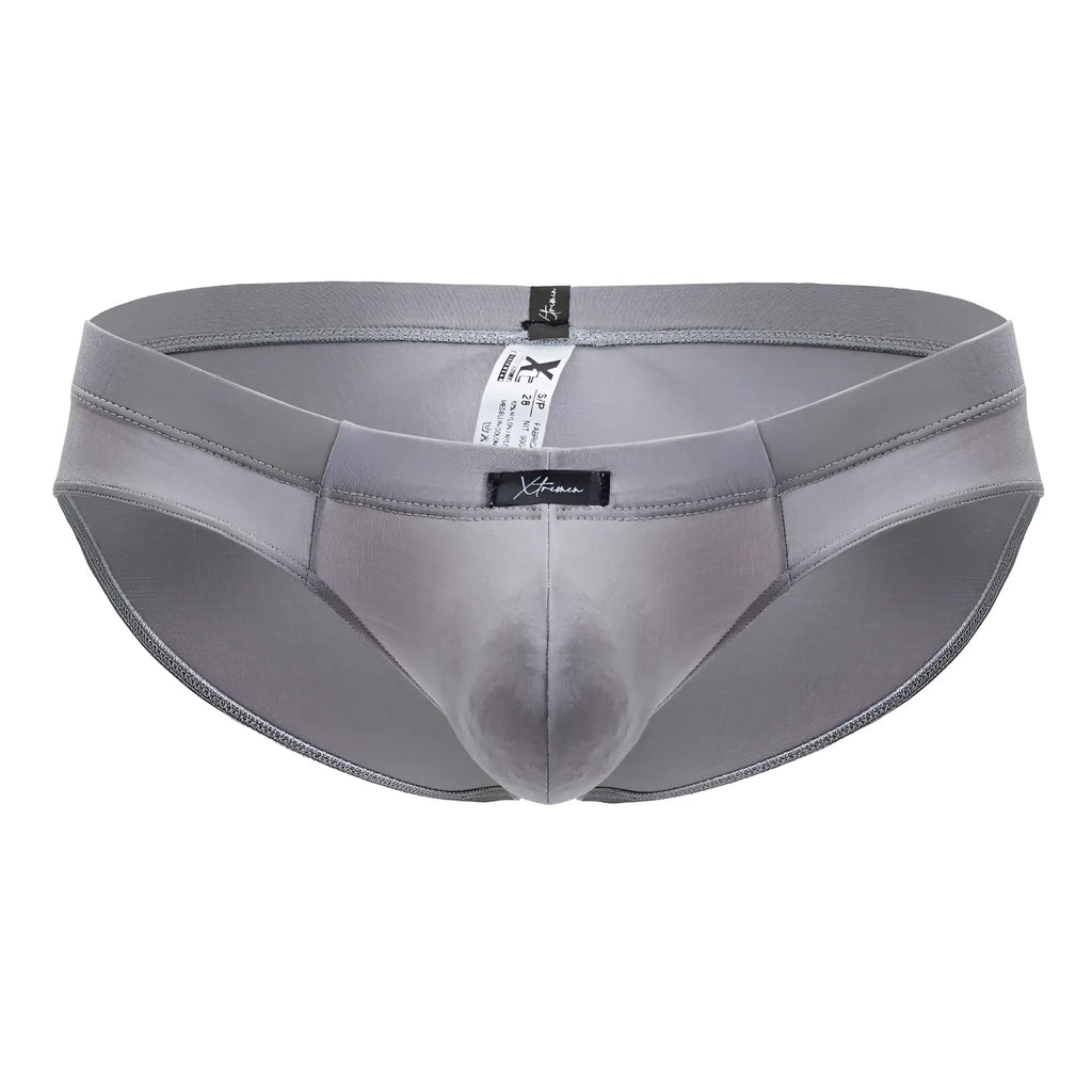 Gray xtremen 91218 microfiber briefs with a smooth form-fitting design and subtle stitching details