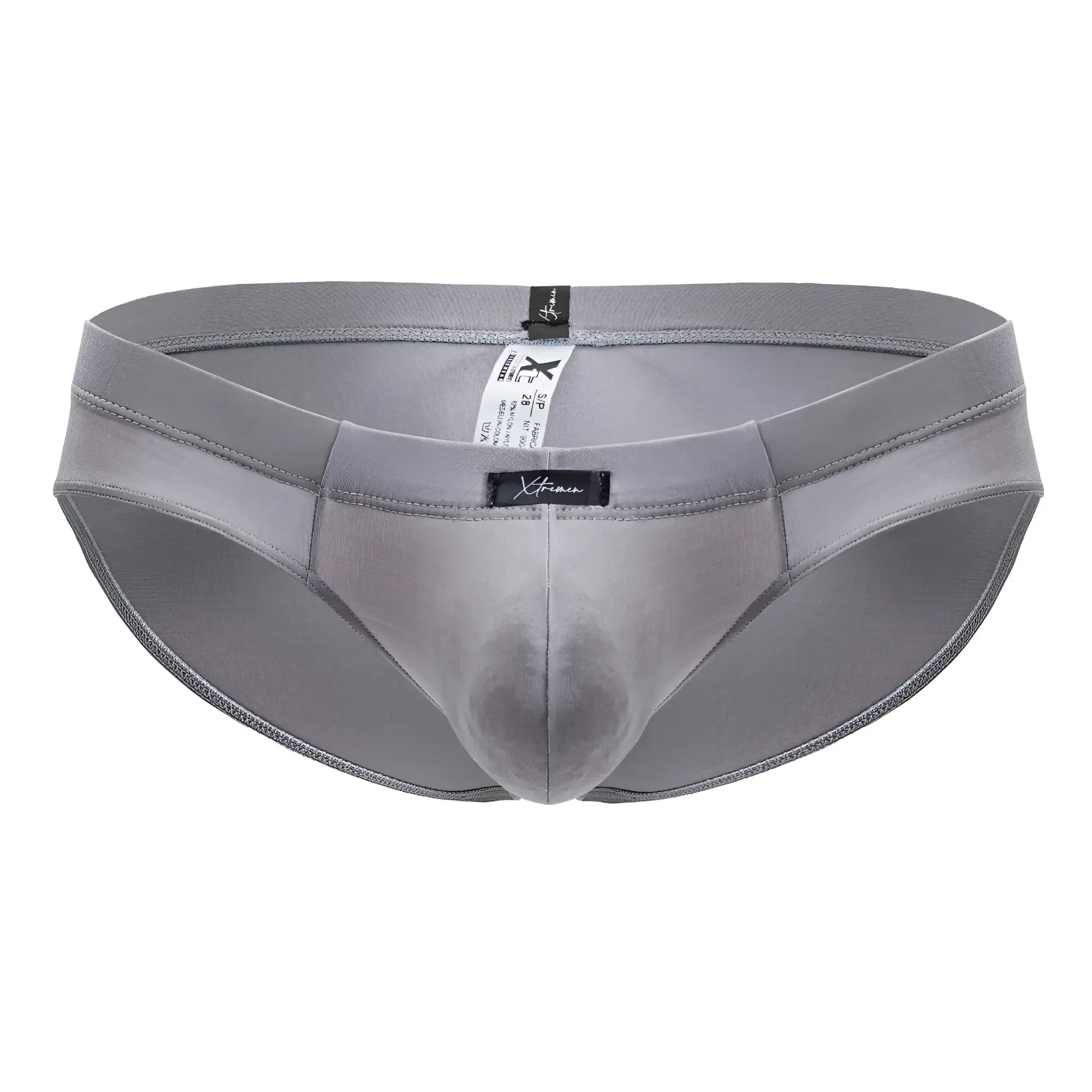 Gray xtremen 91218 microfiber briefs with a smooth form-fitting design and subtle stitching details