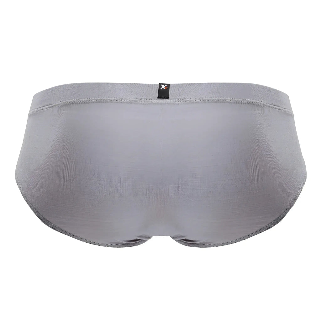Gray xtremen 91218 microfiber briefs with subtle textured fabric and a small black brand tag at the waistband