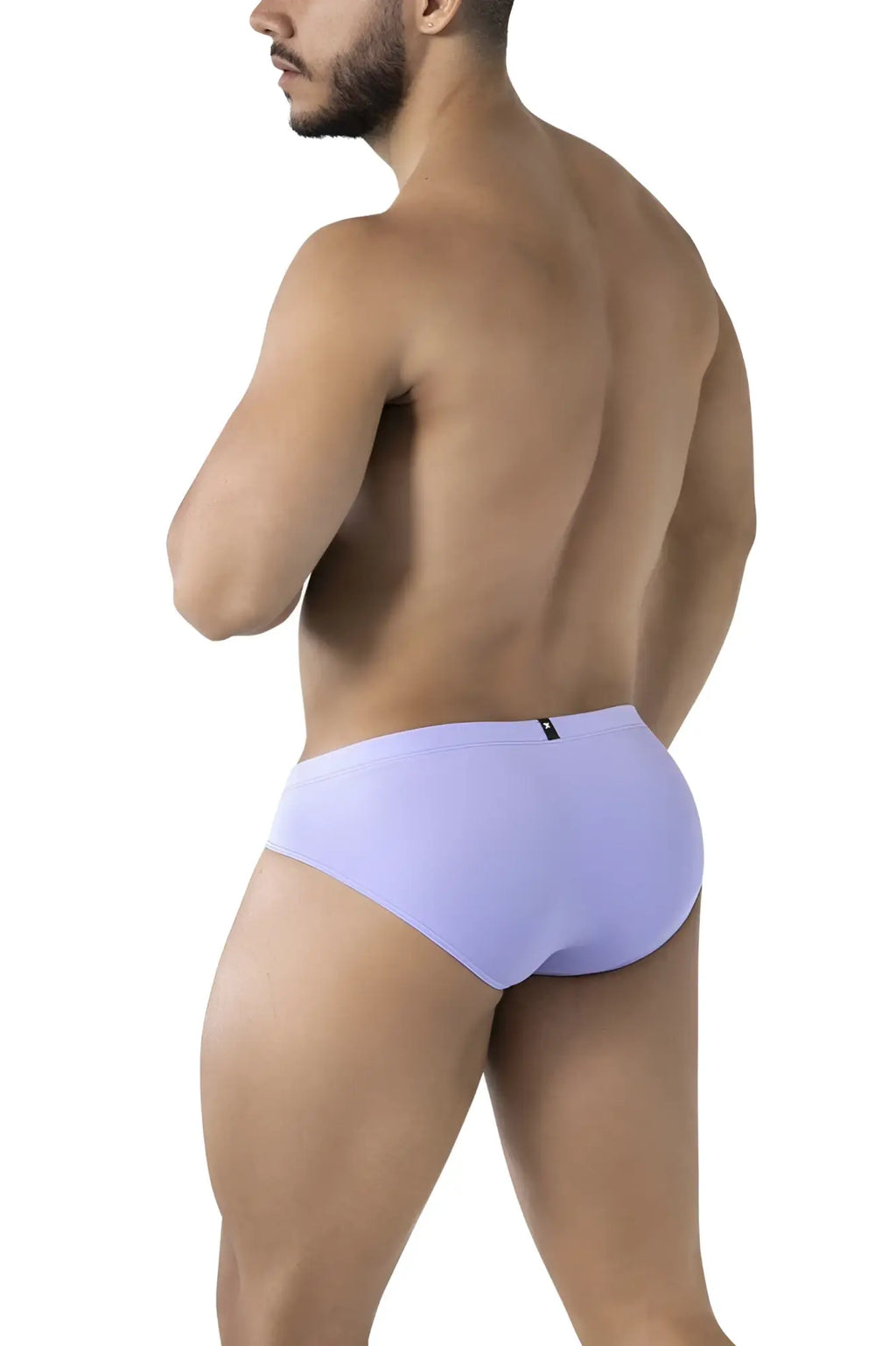 Light purple xtremen 91218 microfiber briefs with sleek form-fitting design and small black waistband logo