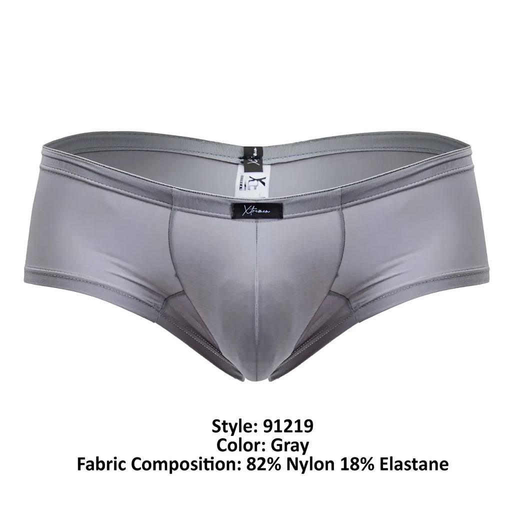 Gray xtremen 91219 microfiber trunks made of 82 nylon 18 elastane with a sleek branded waistband label