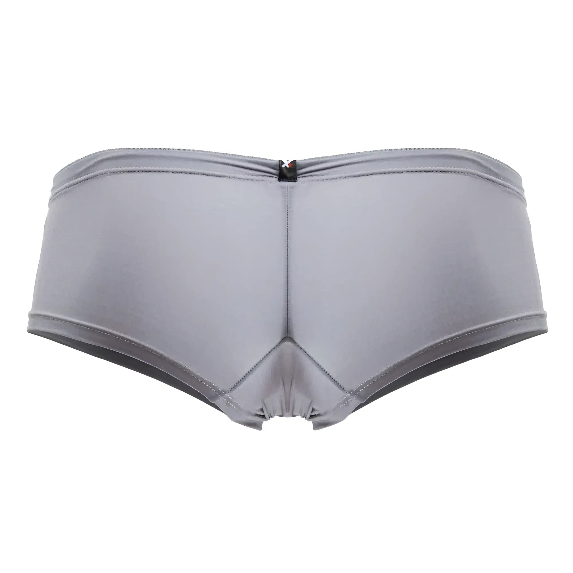 Gray xtremen 91219 microfiber trunks showing back with smooth stretchy fabric and central zipper closure