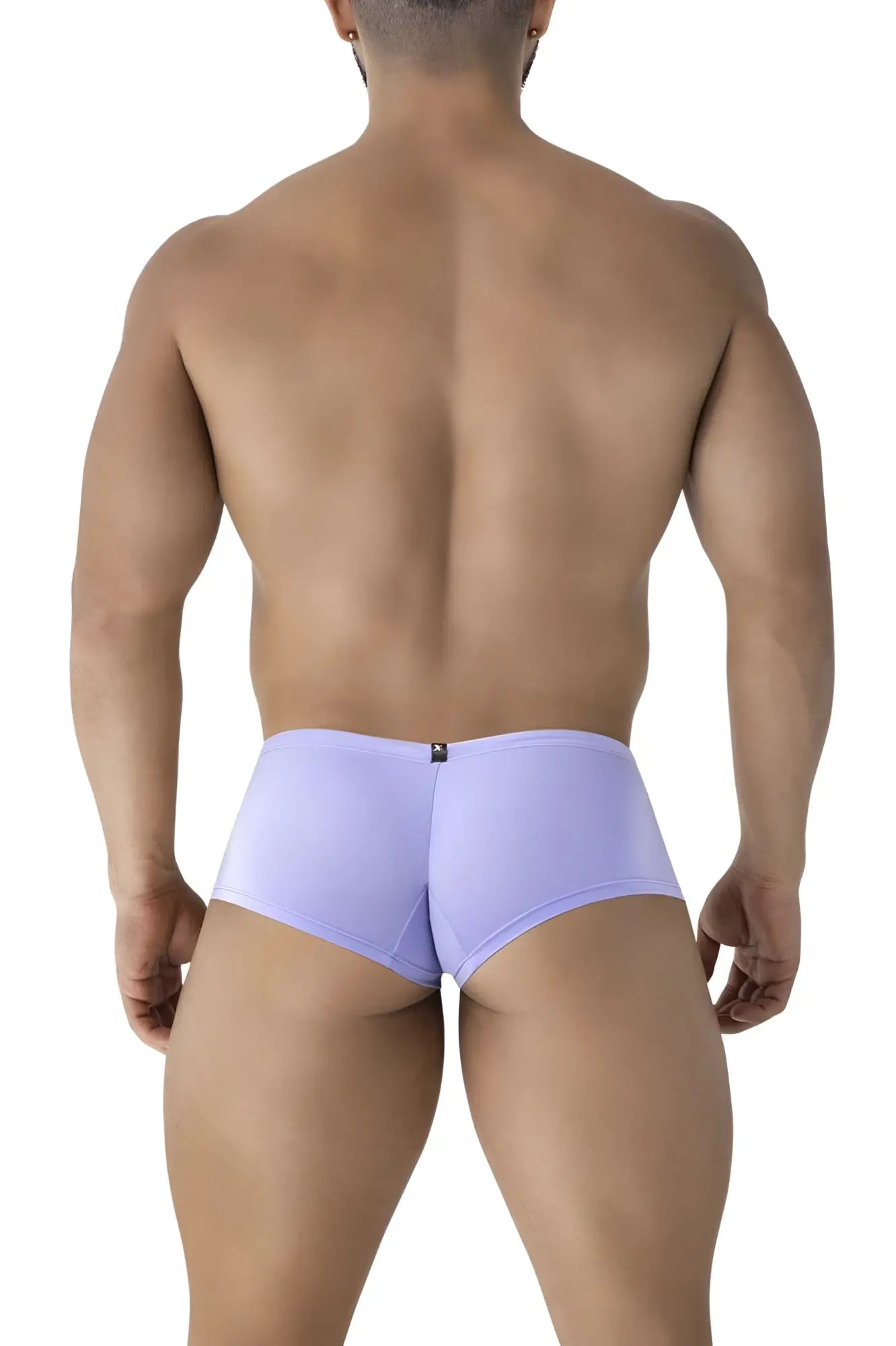 Lavender-colored xtremen 91219 microfiber trunks with smooth stretchy fabric and small black logo on back waistband
