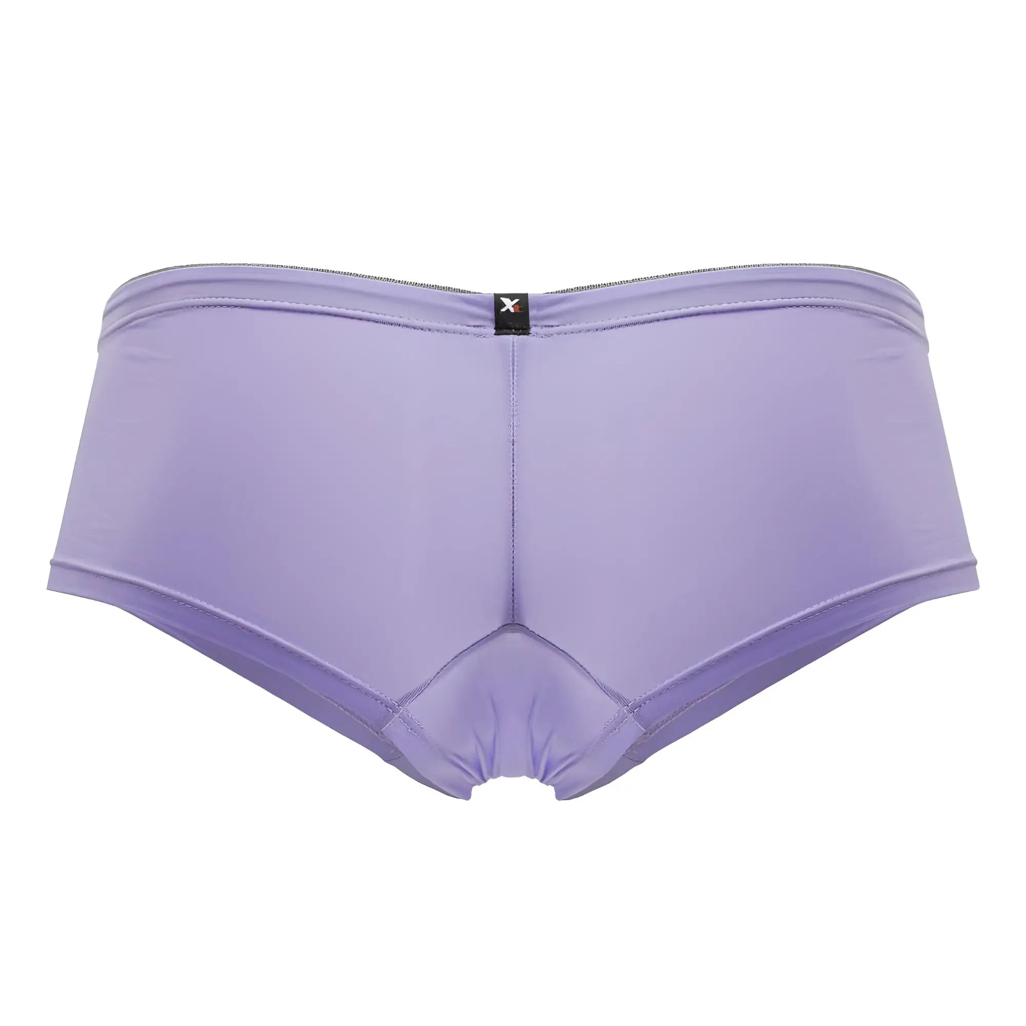 Lavender-colored xtremen 91219 microfiber trunks with smooth texture subtle seam design and black brand tag at waistband