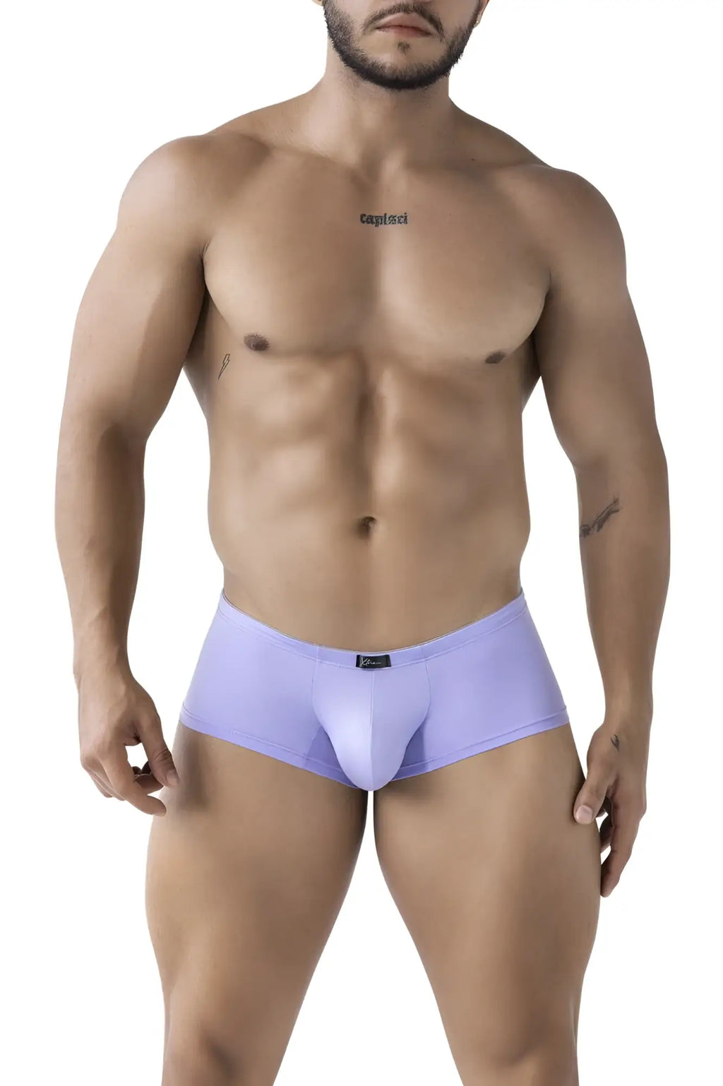 Xtremen 91219 microfiber lilac men’s form-fitting briefs with smooth elastic waistband and subtle brand logo at front