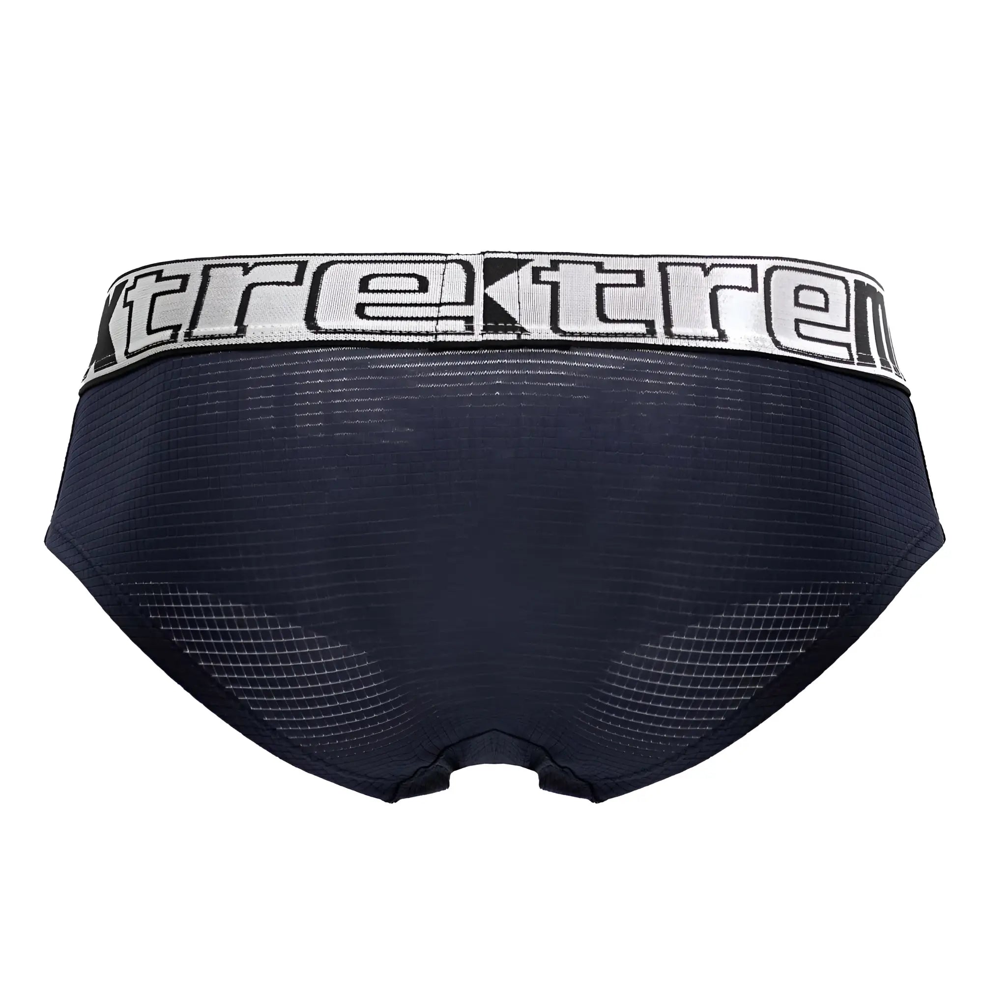 Navy blue xtremen 91221 microfiber briefs with mesh fabric and white black xtrem waistband front view