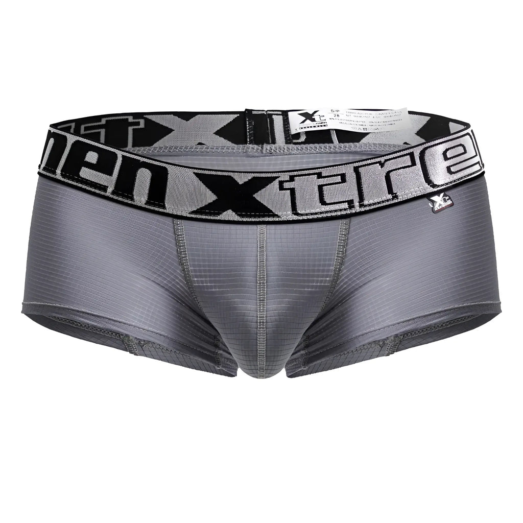 Gray xtremen 91222 microfiber men’s briefs with black and gray elastic waistband featuring bold xtreme logo