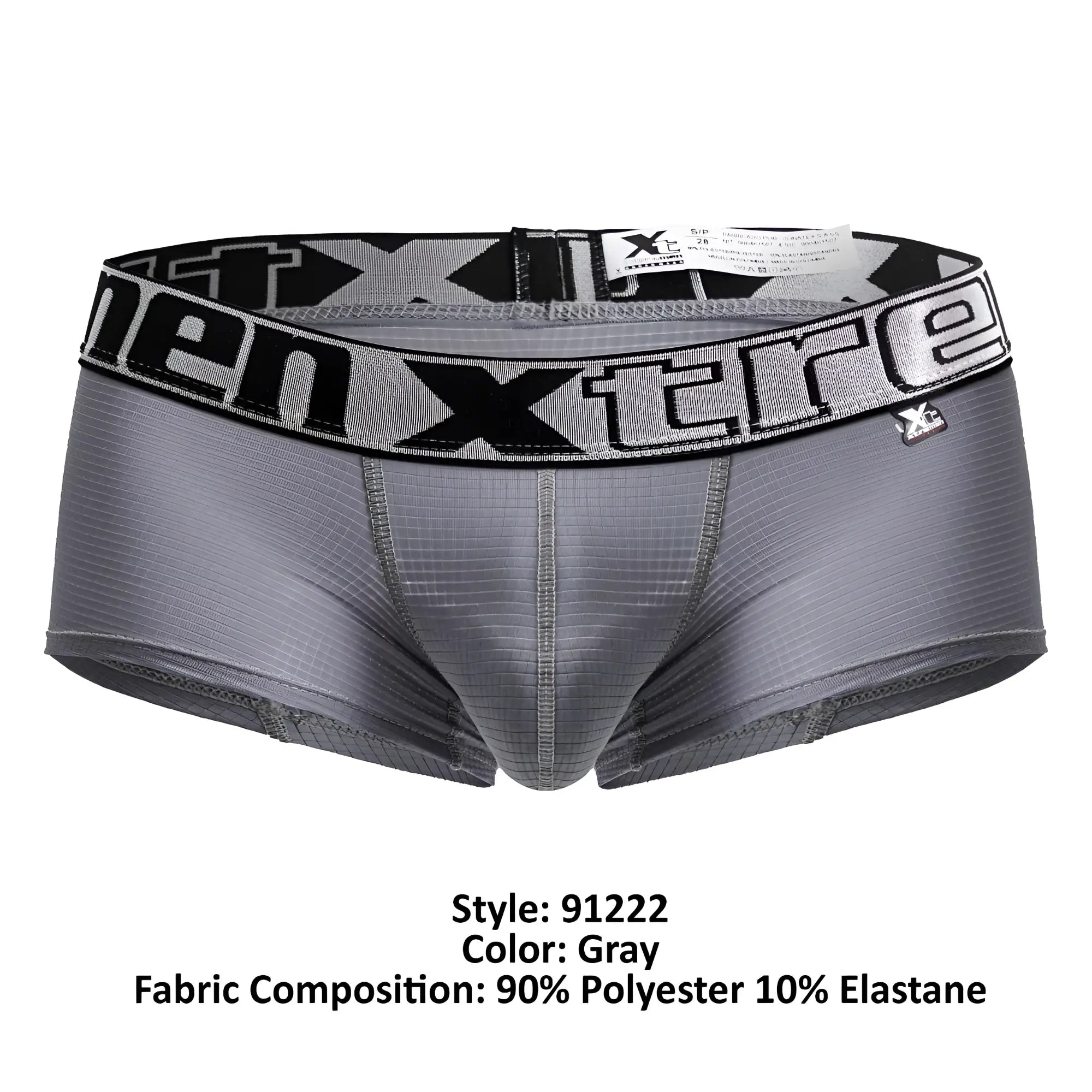 Gray xtremen 91222 microfiber trunks with black gray patterned waistband made of 90 polyester 10 elastane