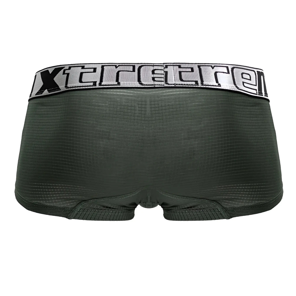 Dark green textured microfiber briefs with silver and black xtreme elastic waistband xtremen 91222 trunks