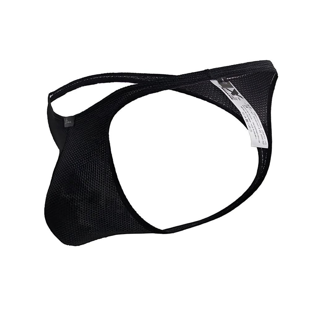 Xtremen 91223 microfiber black thongs with sleek form-fitting design and reinforced stitching along edges