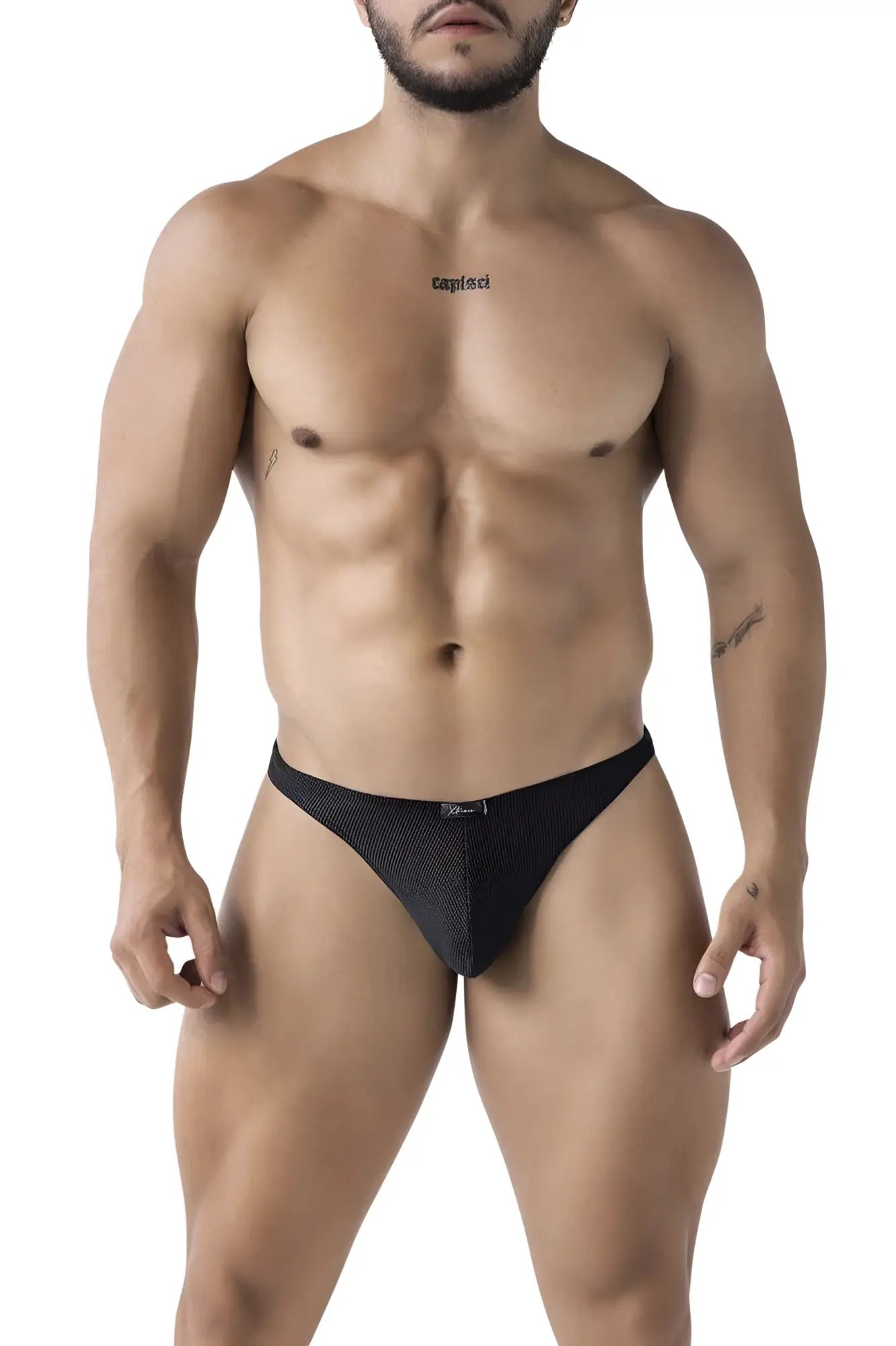 Xtremen 91223 microfiber black mesh briefs with subtle textured pattern and small brand logo on waistband