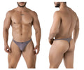 Gray xtremen 91223 microfiber briefs with subtle textured design showcasing the front side of the product