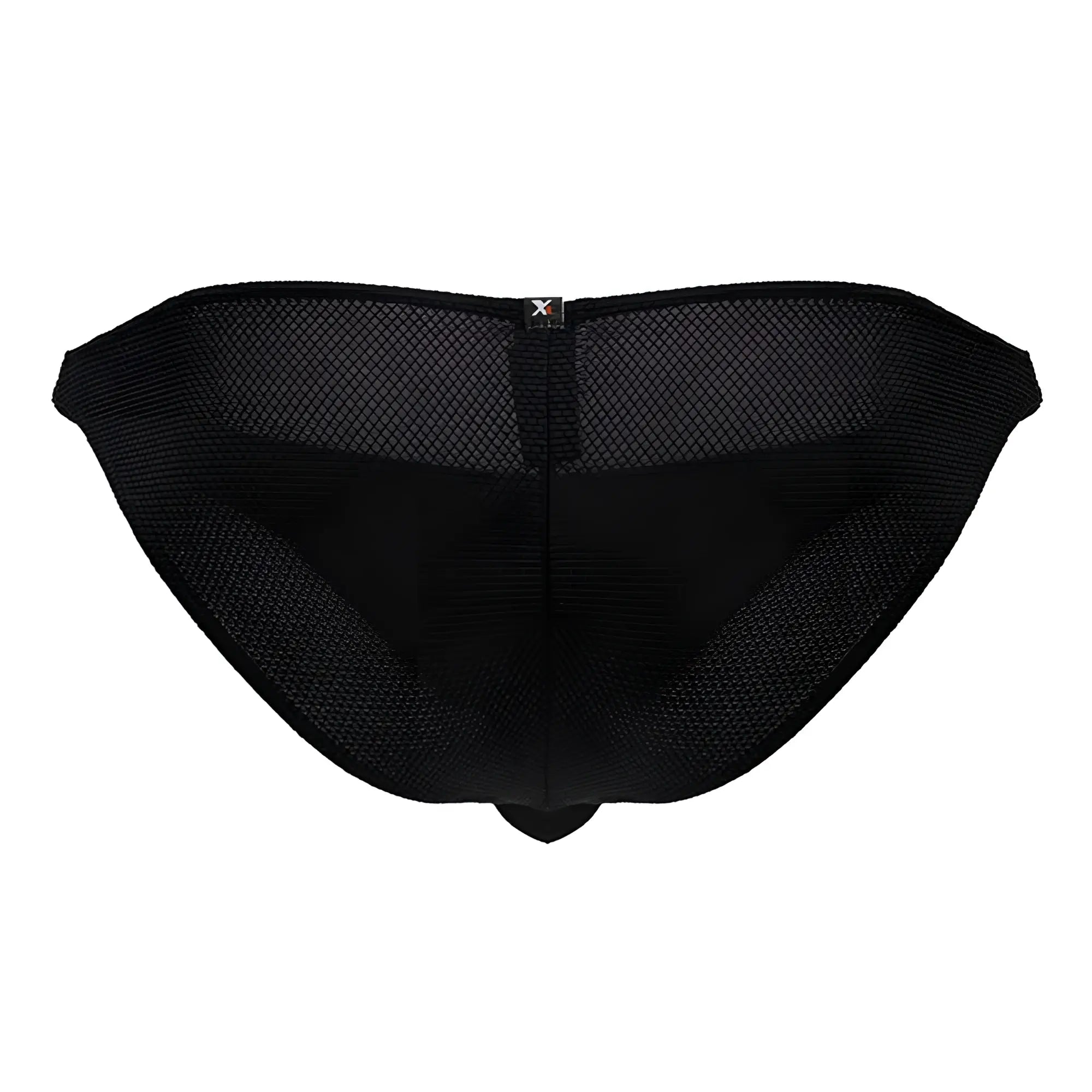 Xtremen 91224 microfiber bikini black mesh briefs with subtle diamond pattern and small branded tag at center back