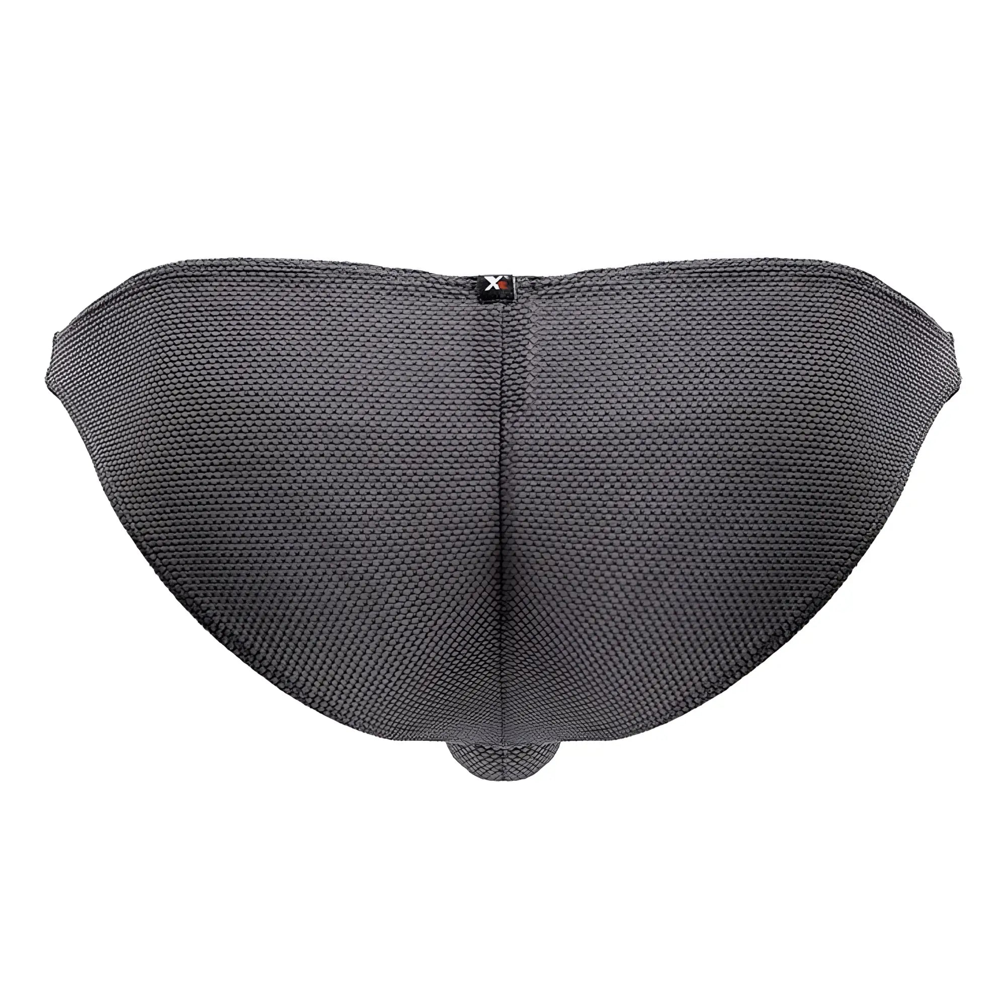 Xtremen 91224 microfiber bikini briefs in gray with dark gray textured mesh and a subtle central seam at the waistband