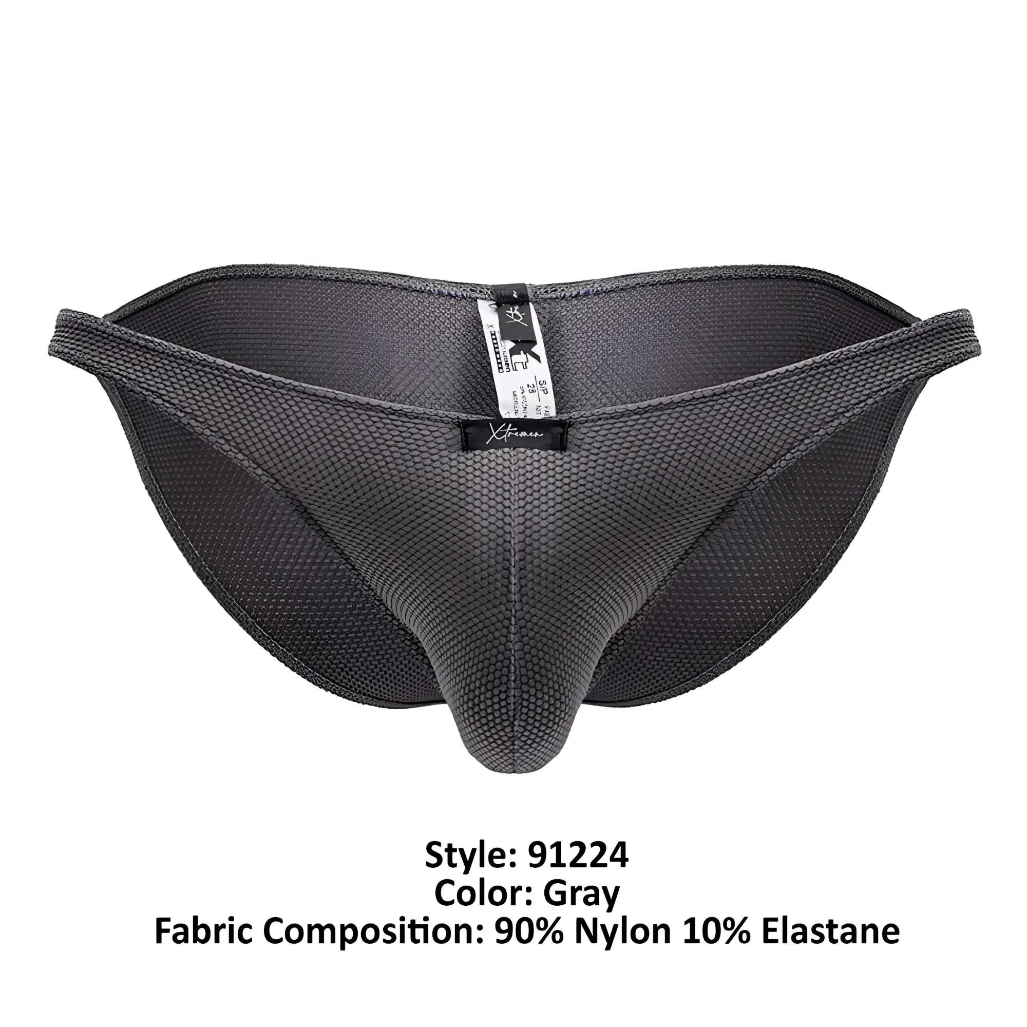 Gray mesh briefs xtremen 91224 microfiber bikini made of 90% nylon 10% elastane with supportive reinforced seams