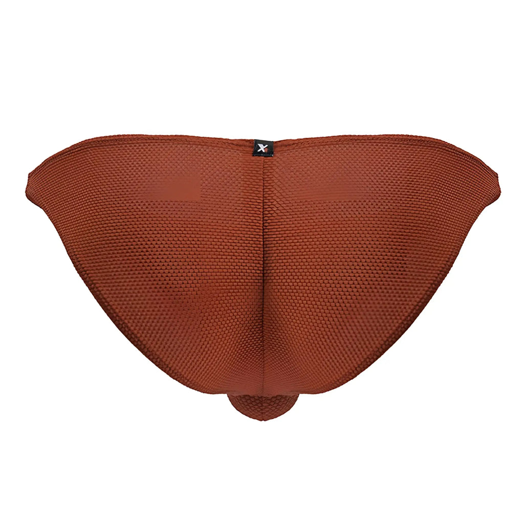 Rust-colored textured knit microfiber bikini bottom xtremen 91224 with central seam and black brand tag at top center