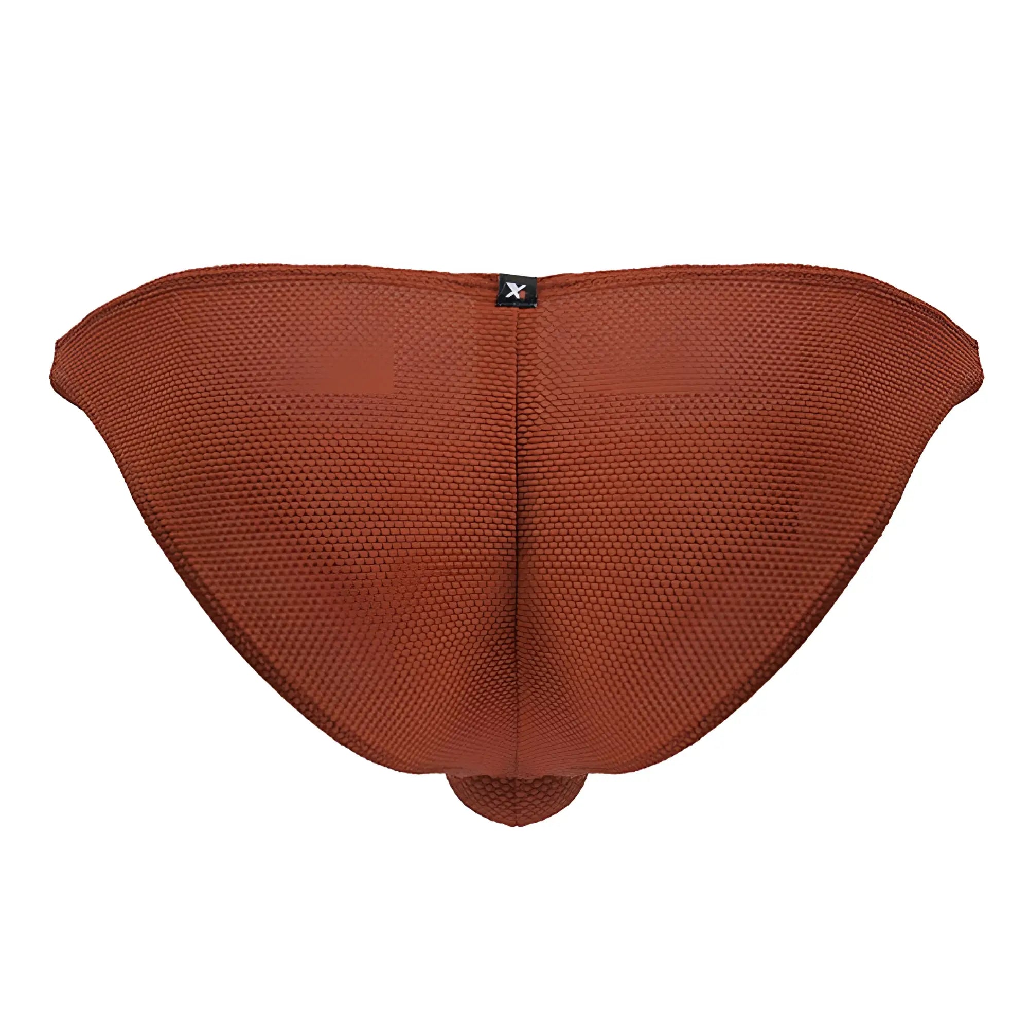 Rust-colored textured knit microfiber bikini bottom xtremen 91224 with central seam and black brand tag at top center