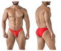 Red textured men’s briefs xtremen 91224 microfiber bikini in red with a sleek form-fitting design
