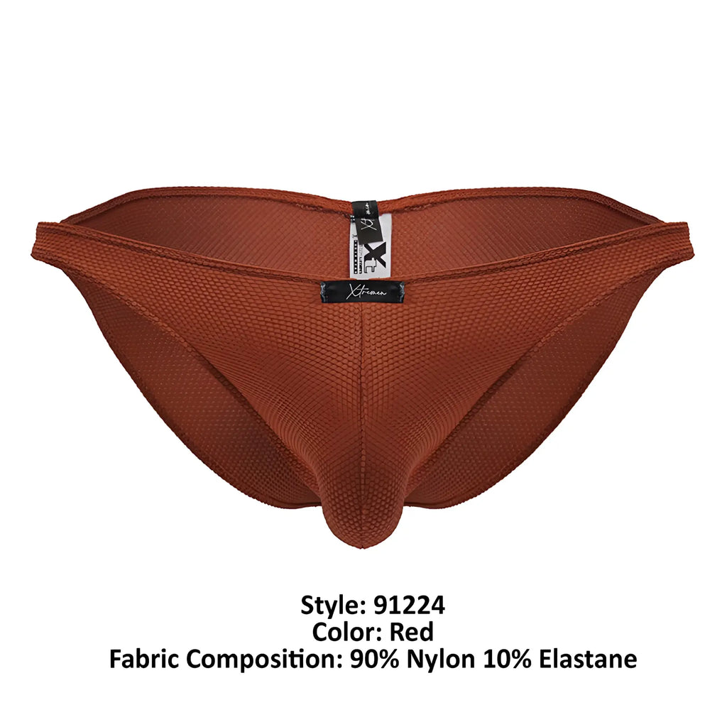 Red textured nylon and elastane briefs with supportive design xtremen 91224 microfiber bikini color red