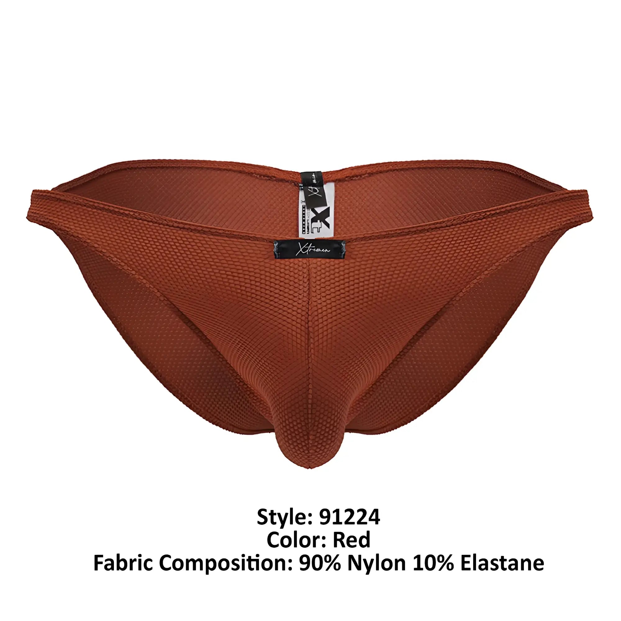 Red textured nylon and elastane briefs with supportive design xtremen 91224 microfiber bikini color red