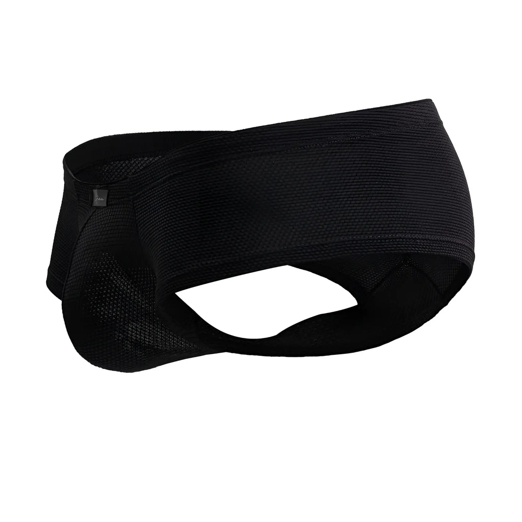 Xtremen 91225 microfiber trunks in black with black mesh athletic support briefs and contoured reinforced side panels