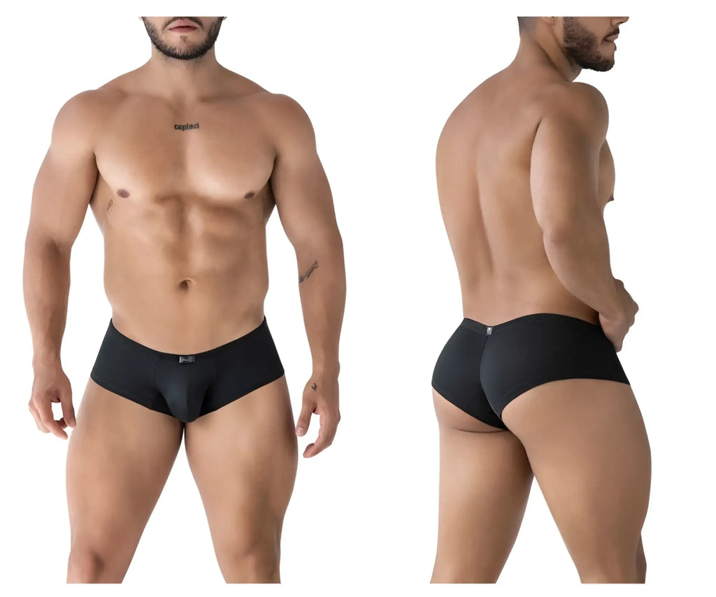 Xtremen 91225 microfiber black textured briefs with subtle pattern and small brand logo on the waistband