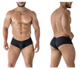 Xtremen 91225 microfiber black textured briefs with subtle pattern and small brand logo on the waistband