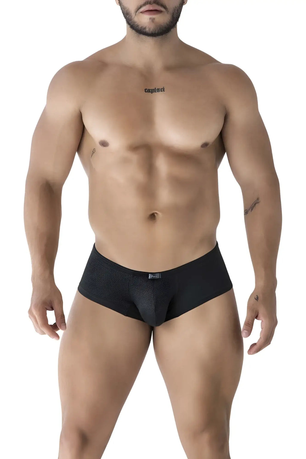 Black xtremen 91225 microfiber trunks with textured pattern and small logo on waistband front side visible