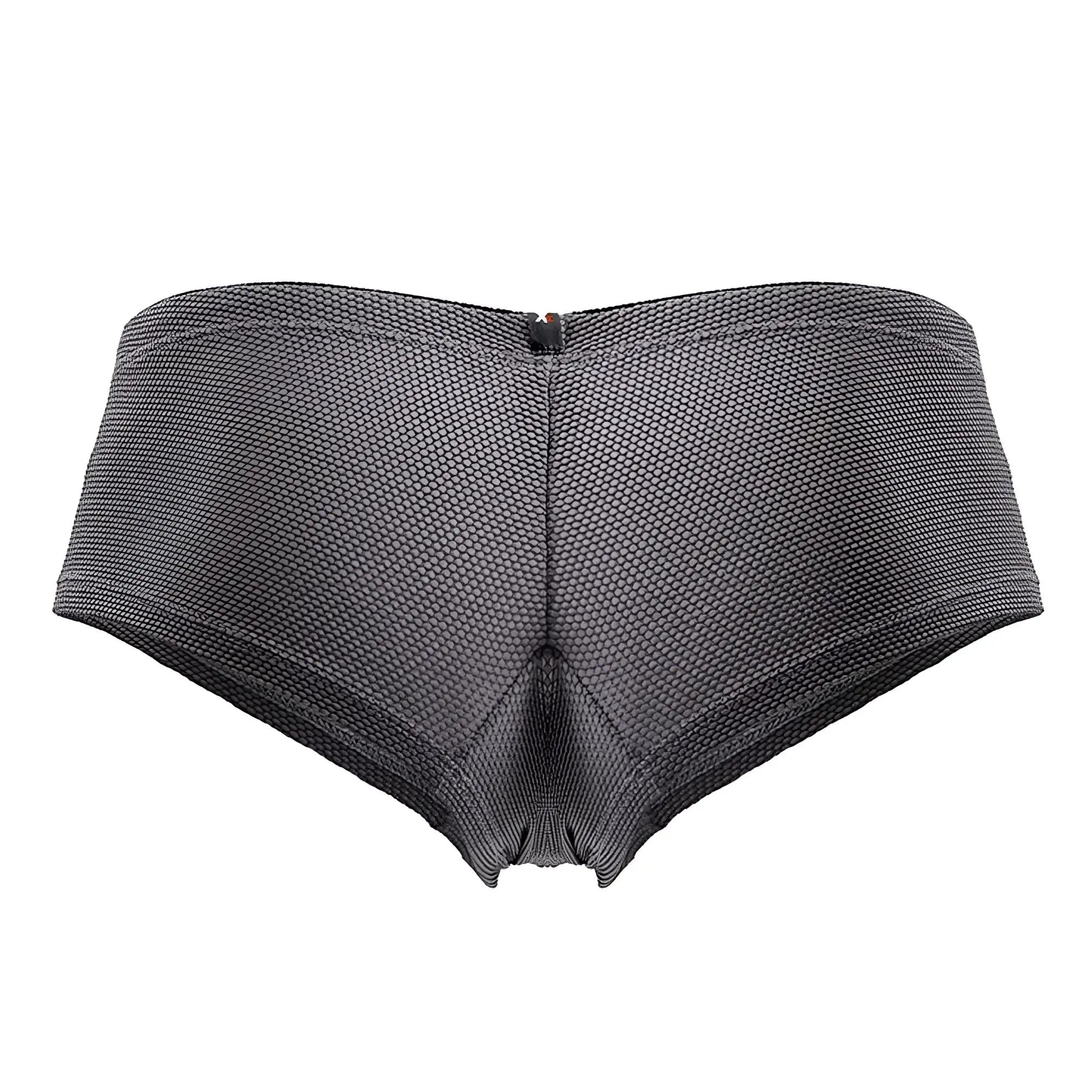 Back view of xtremen 91225 gray microfiber trunks with dark gray mesh pattern and central zipper