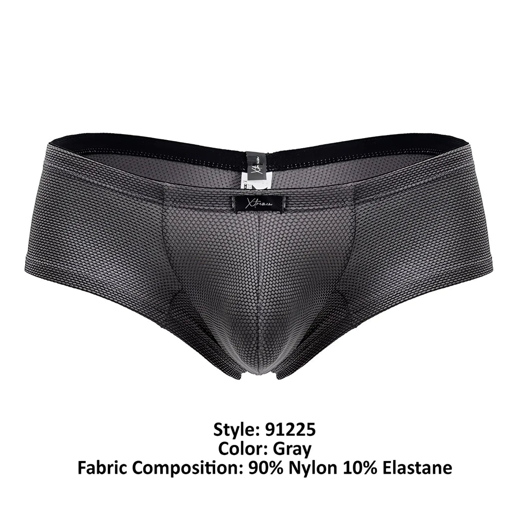 Xtremen 91225 microfiber trunks in gray with a subtle textured pattern and black elastic waistband with branded label