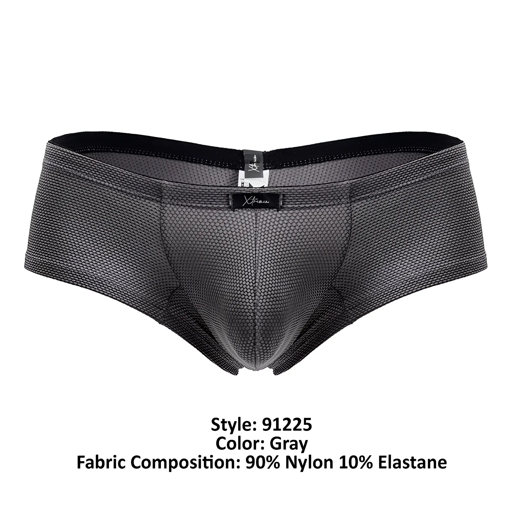 Xtremen 91225 microfiber trunks in gray with a subtle textured pattern and black elastic waistband with branded label