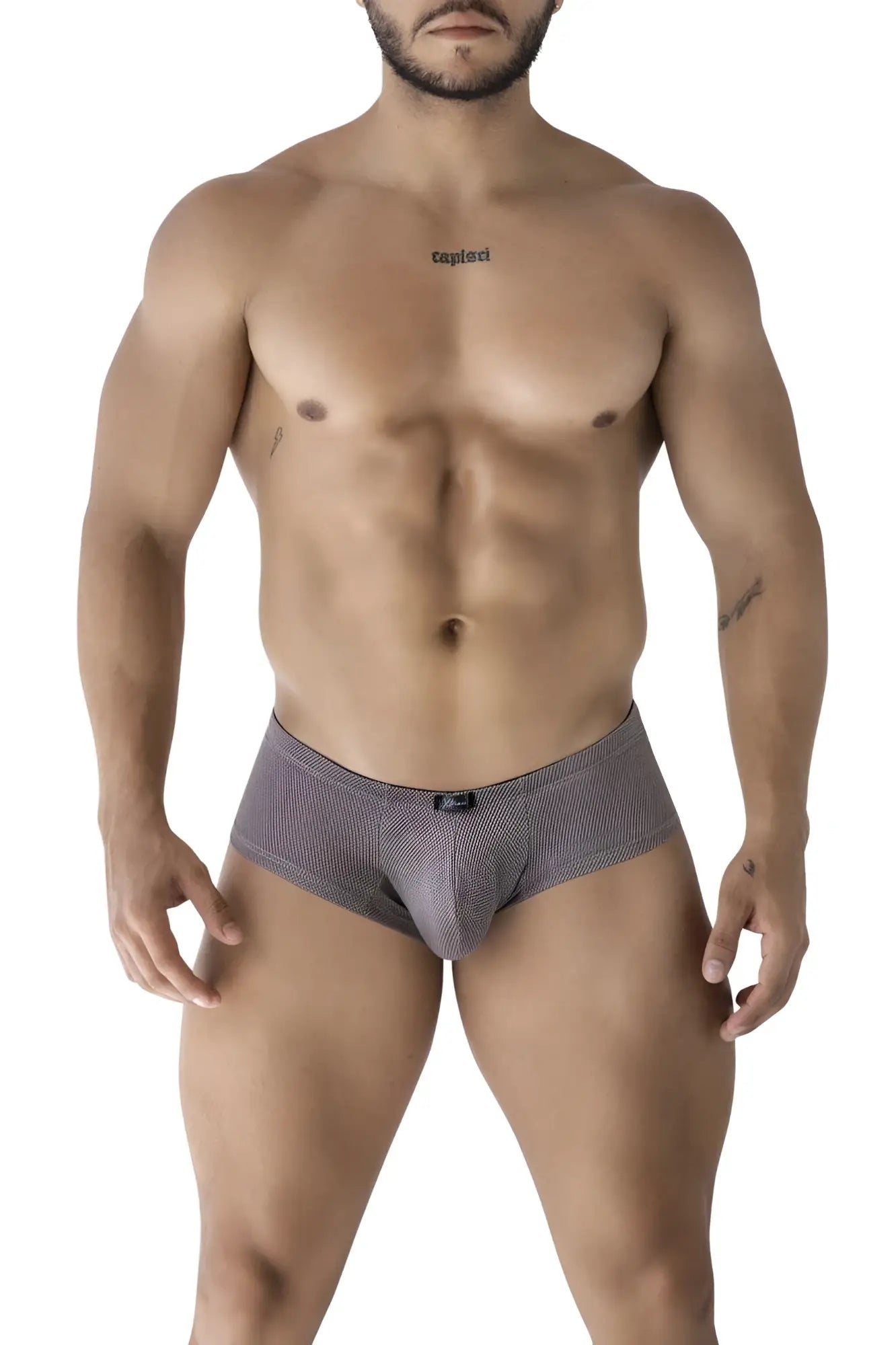 Xtremen 91225 microfiber trunks in gray featuring a subtle pattern and small black brand tag at the waistband