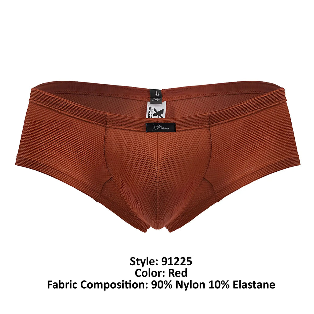 Xtremen 91225 microfiber trunks in red with textured mesh fabric and black brand tag at the waistband
