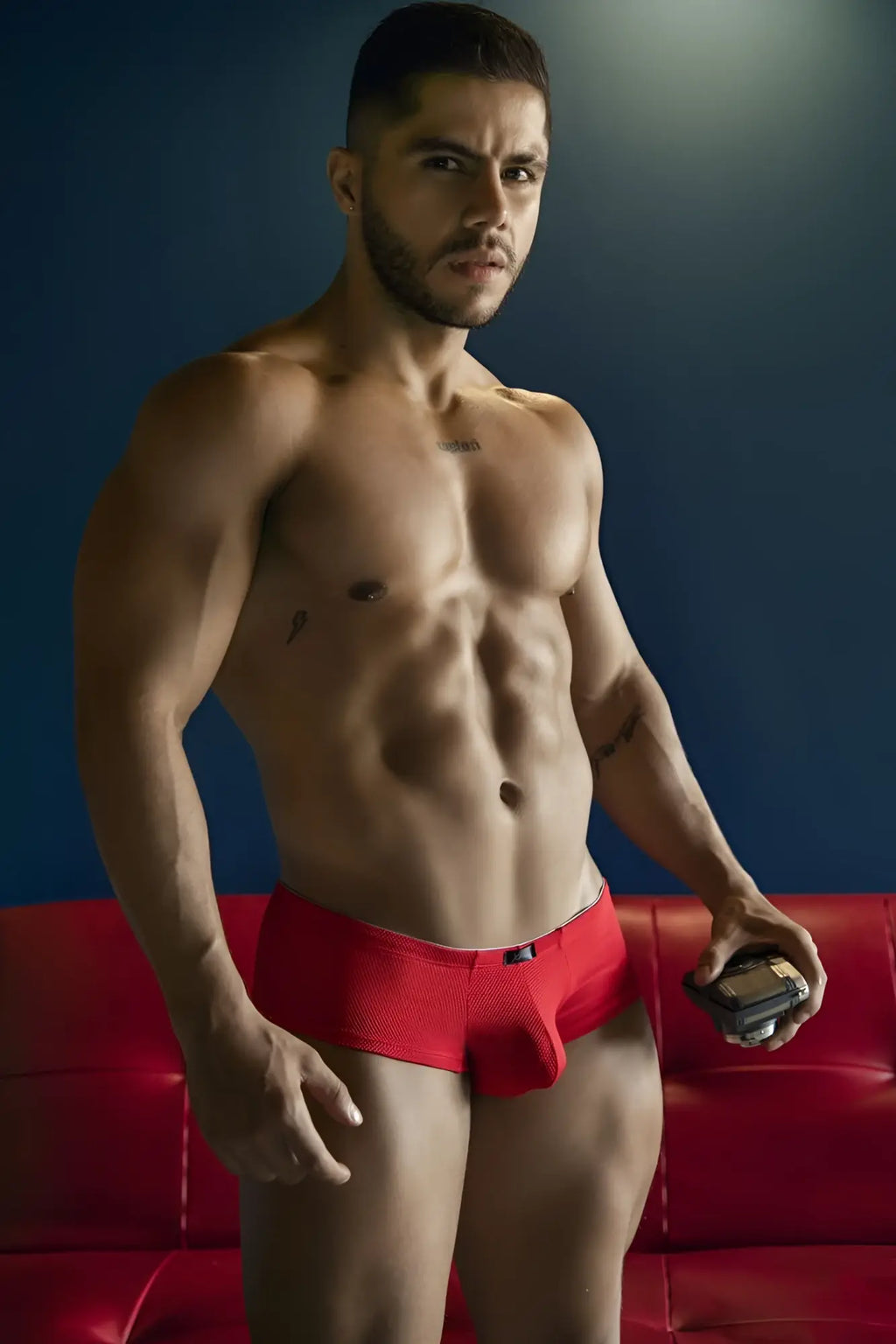 Red textured microfiber briefs xtremen 91225 featuring breathable fabric and a comfortable fit