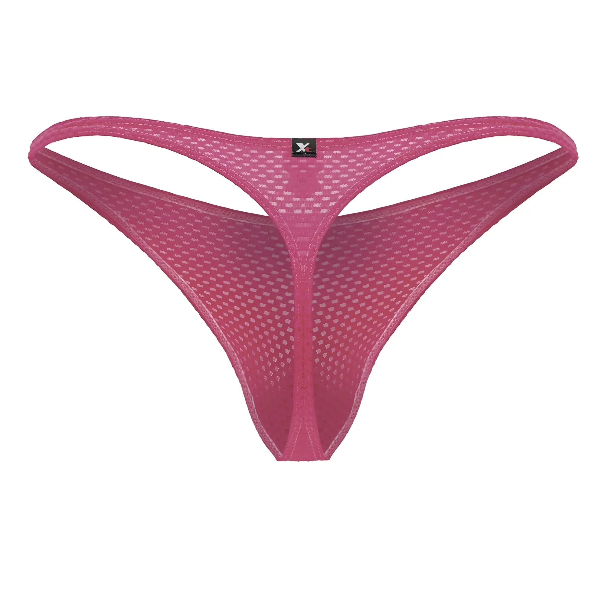 Xtremen 91226 microfiber thong in fuchsia pink with subtle texture and small black brand tag on the back side