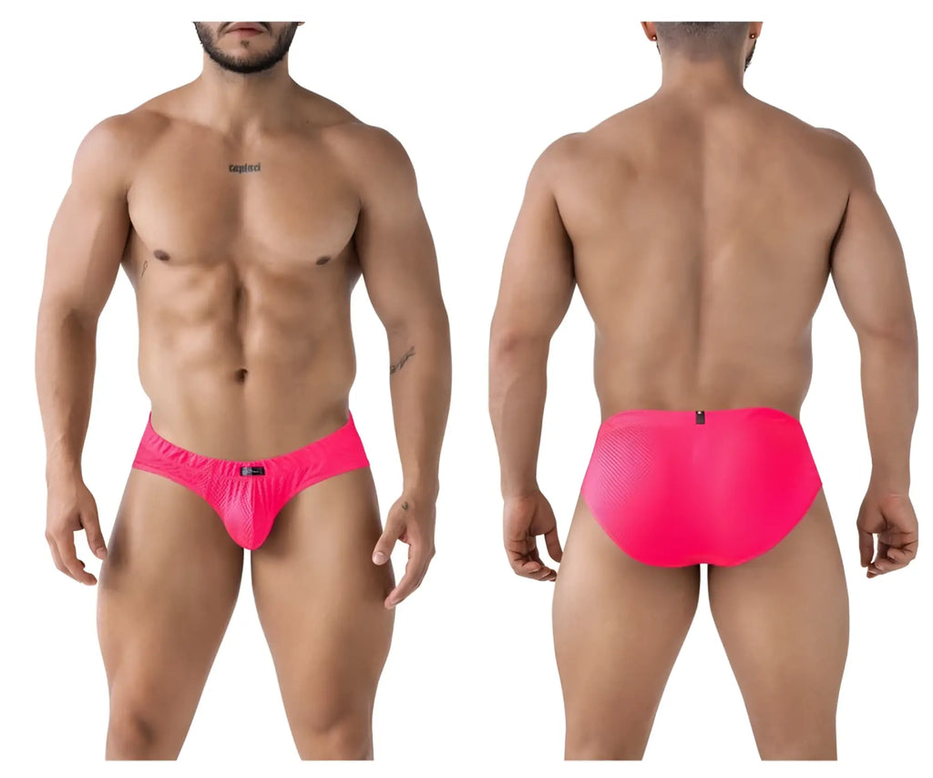 Xtremen 91227 microfiber briefs in fuchsia with bright pink mesh and a snug form fitting design