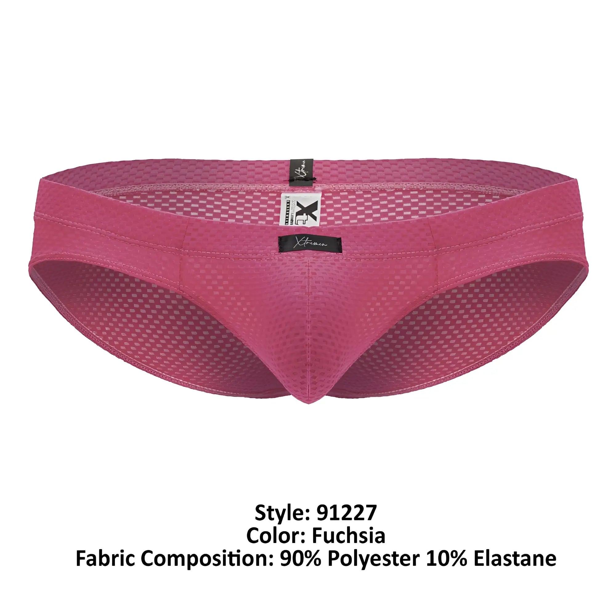 Fuchsia xtremen 91227 microfiber men’s briefs with breathable mesh texture and elastic waistband