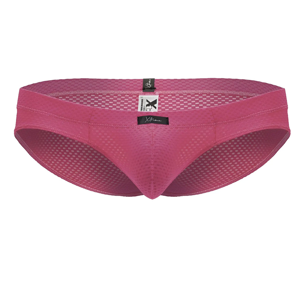 A vibrant fuchsia xtremen 91227 microfiber brief with snug contoured design and branded tags