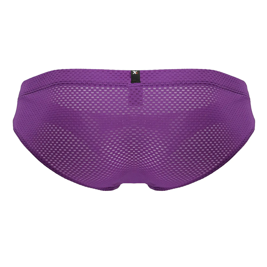 Purple xtremen 91227 microfiber briefs with subtle textured mesh pattern and black brand tag at the waistband