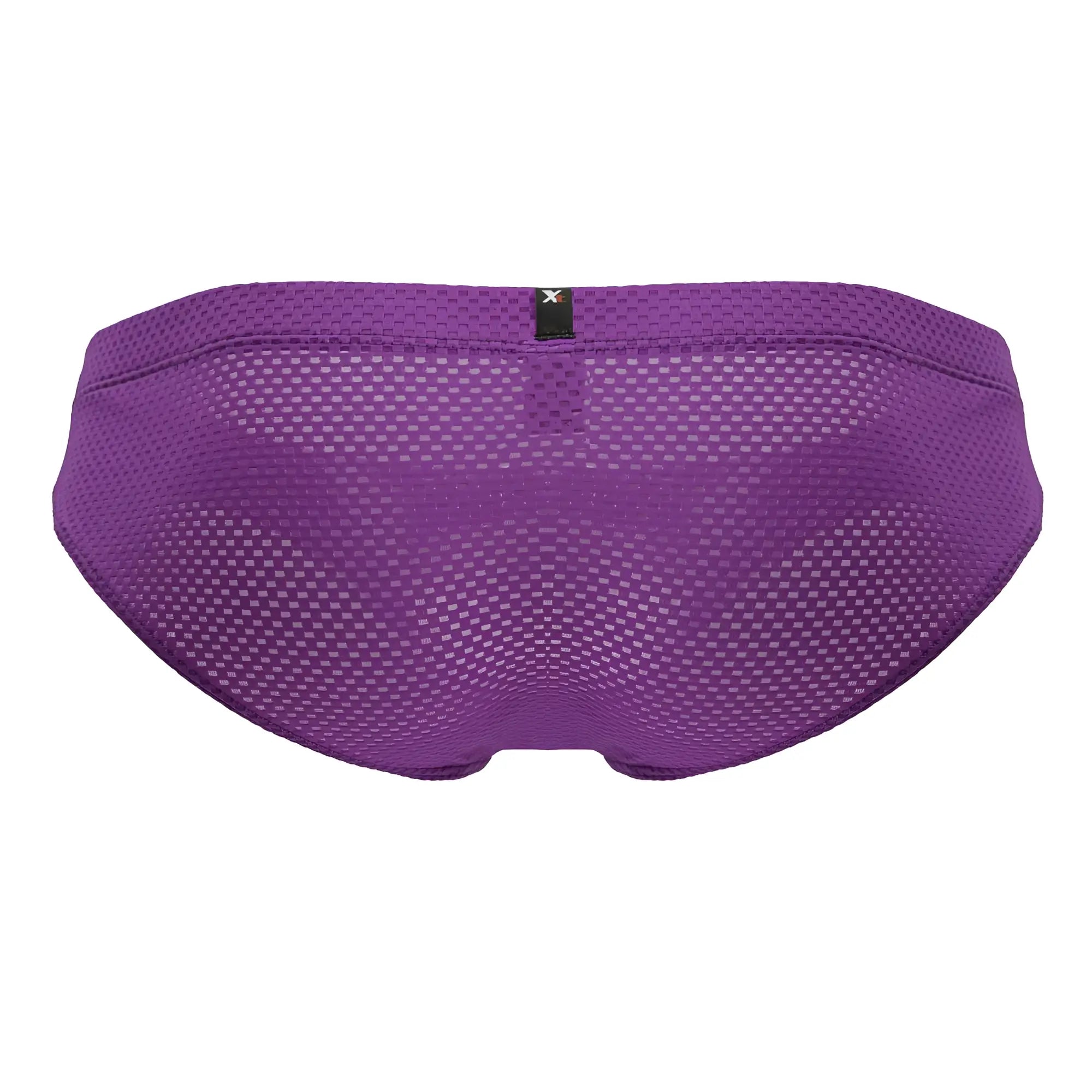 Purple xtremen 91227 microfiber briefs with subtle textured mesh pattern and black brand tag at the waistband