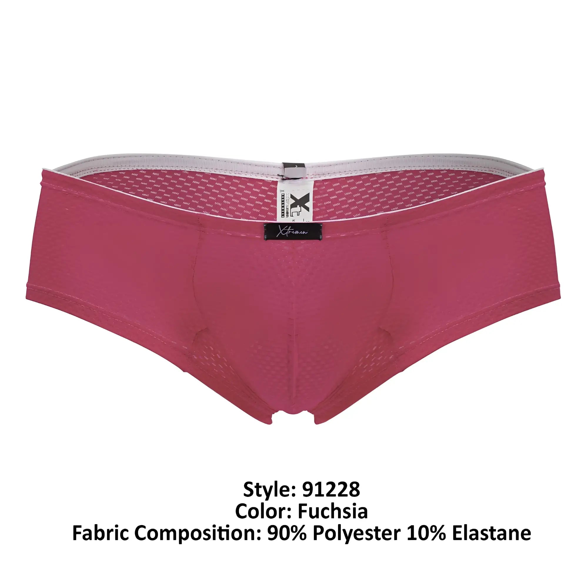 Fuchsia xtremen 91228 microfiber trunks with mesh texture and white elastic waistband for men