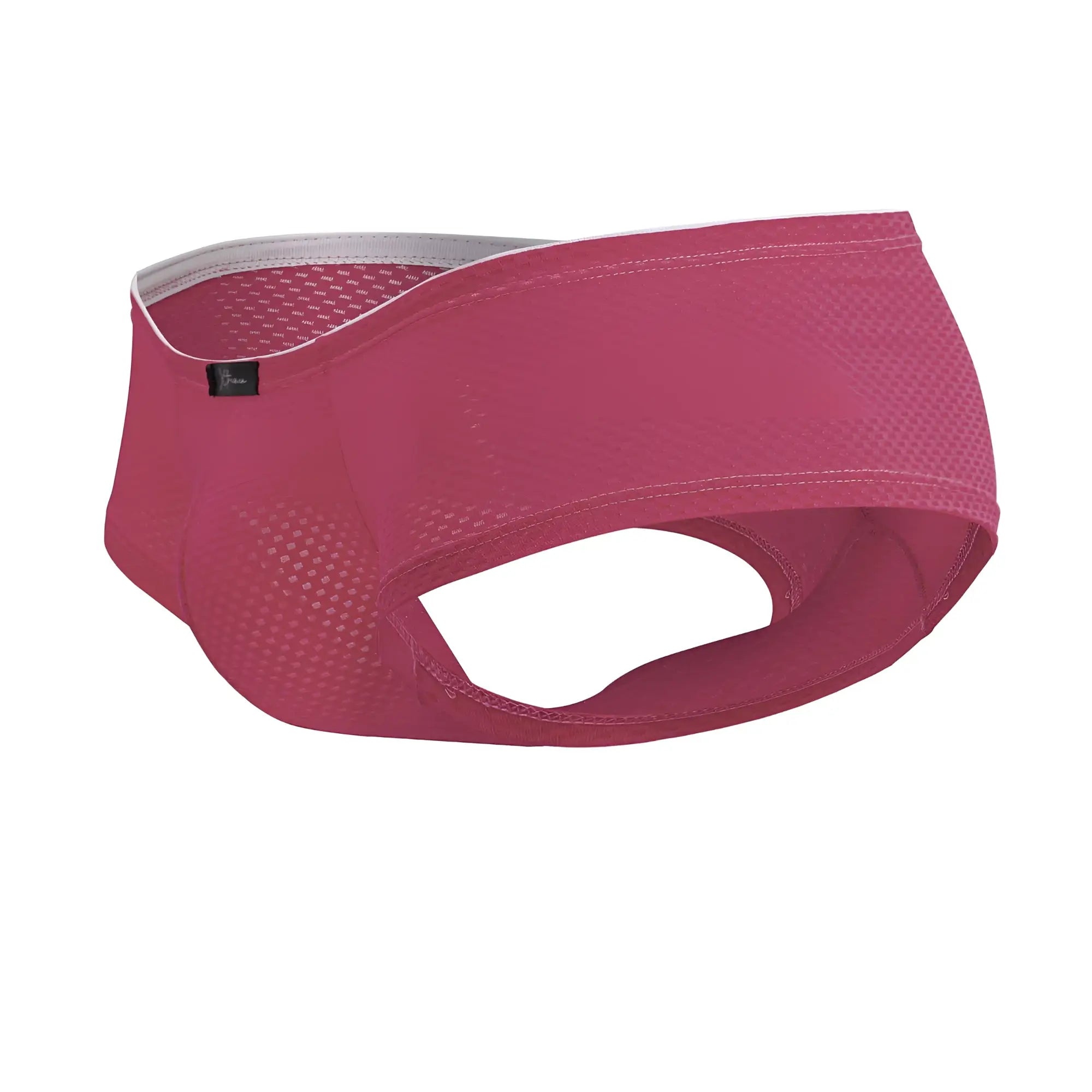 Xtremen 91228 microfiber trunks in fuchsia featuring magenta mesh cycling brief with white elastic waistband and stitching details