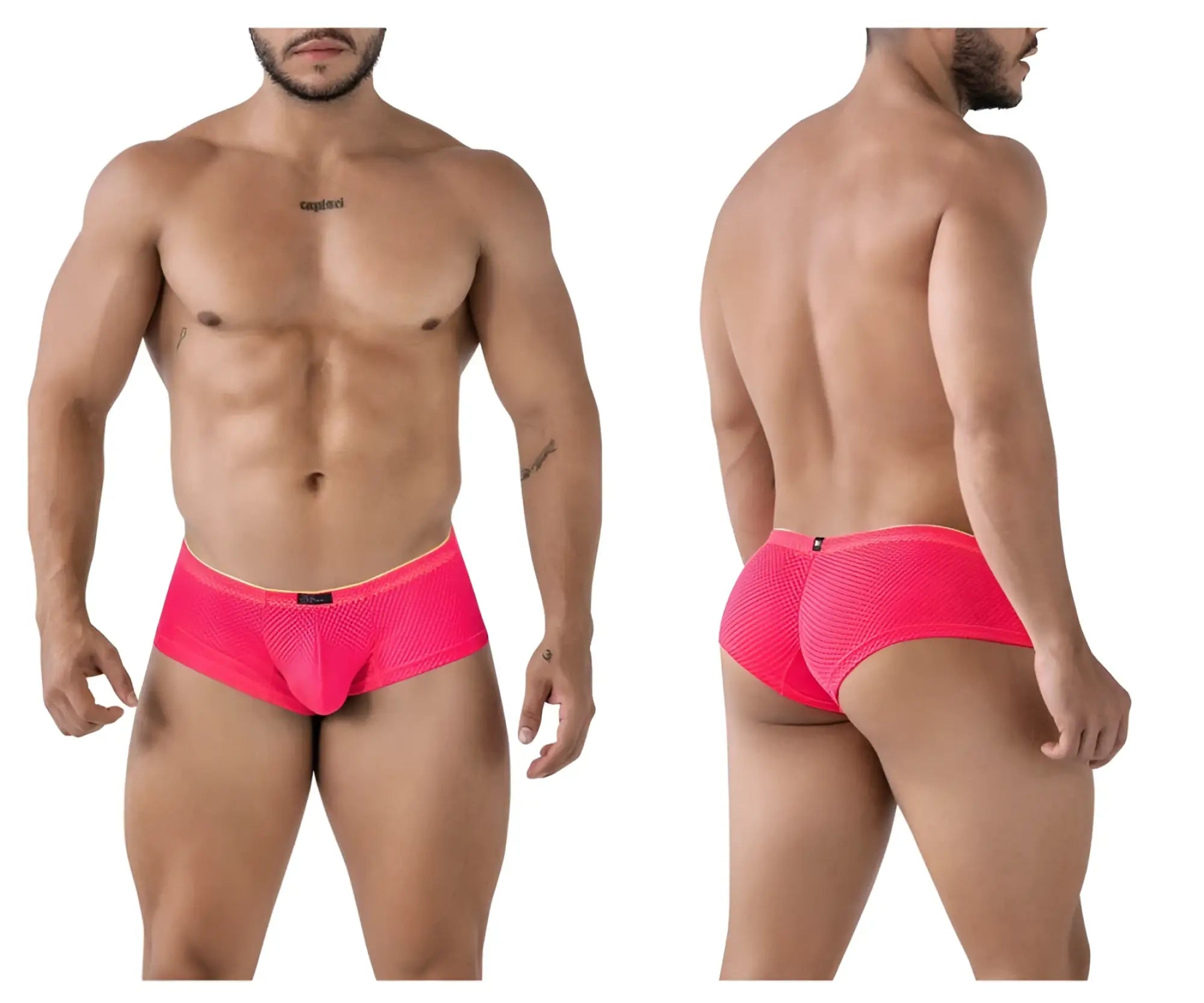 Vibrant pink Xtremen 91228 microfiber trunks with snug mesh briefs and a black brand tag on the waistband